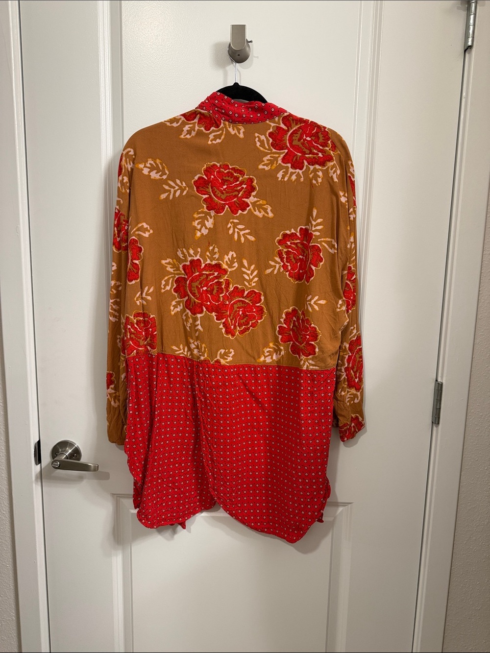 Free People Multi-Color Floral Patchwork Cardigan - Red, Mustard, Red - Picture 3 of 3